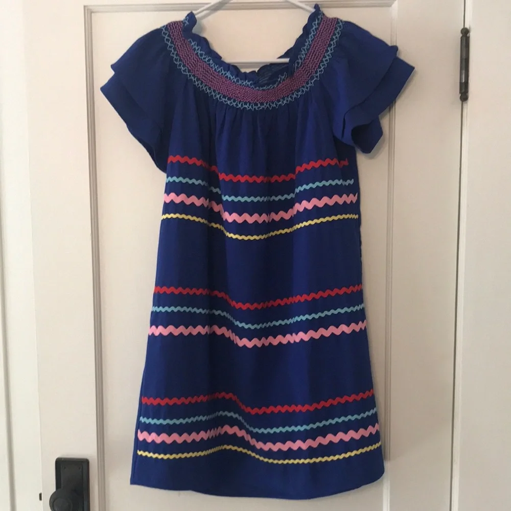 Entro Blue Ric Rac Mini Dress Size Medium - Picture 1 of 4